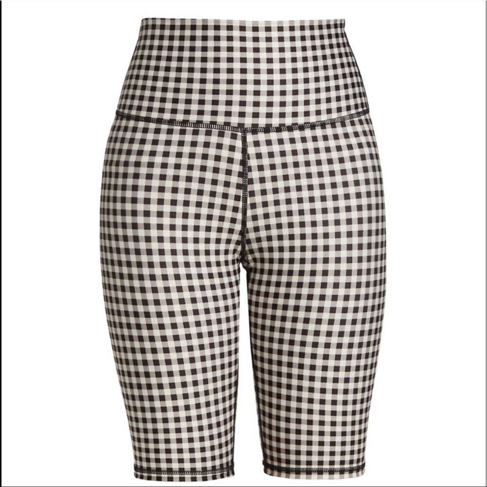 Alice and Olivia black and white gingham biker shorts